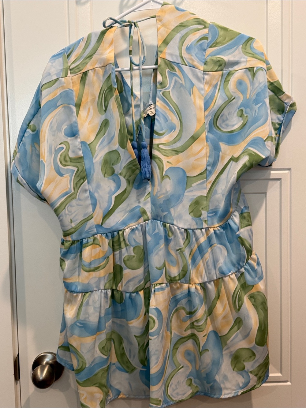 entro Swirl Tiered Tunic in Blue, Green & Yellow
